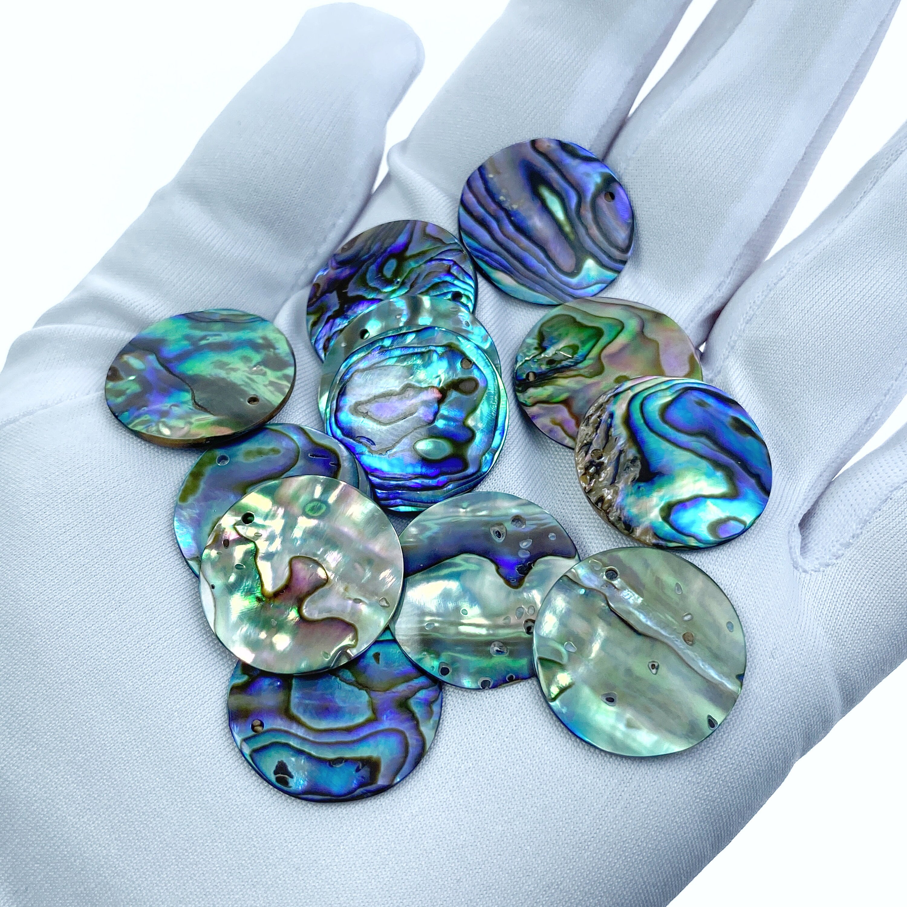 6pc 20mm Natural Abalone Shell Round Disc Charms AB-0006