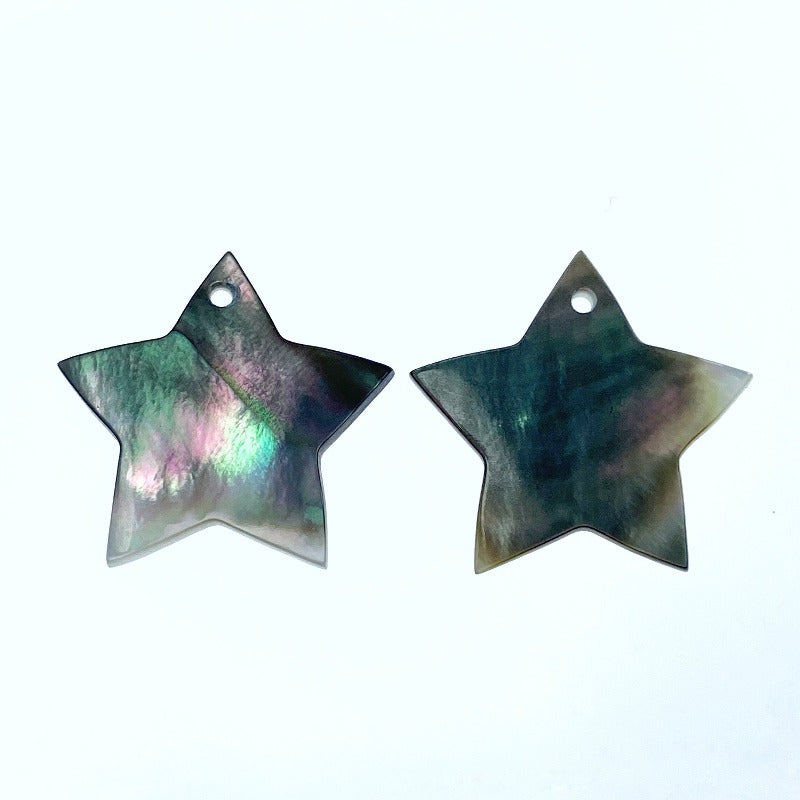 10pc 20mm Natural Black Mother of Pearl Flat Star Pendants BM-0011