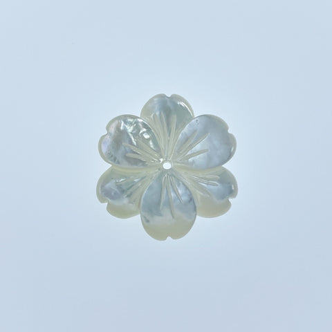 6pc 18mm Hand Carved White Mother of Pearl 6-petal Flower Beads WM-0104