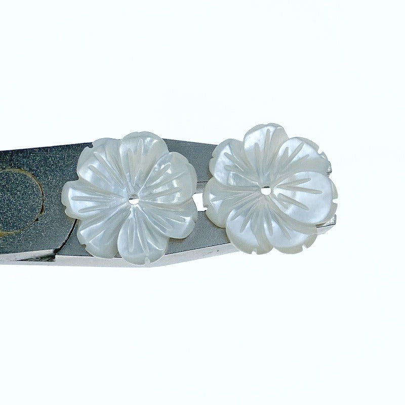 Buy Flower Beads White Mother Of Pearl Hand Carved BestBeadSupply.com