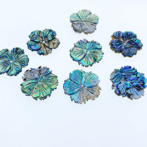 2pc Abalone Shell Flower Beads 20mm Natural Abalone Hand Carved Charms For Jewelry Earring Making Tropical Hawaii Minimalist Design AB-0013