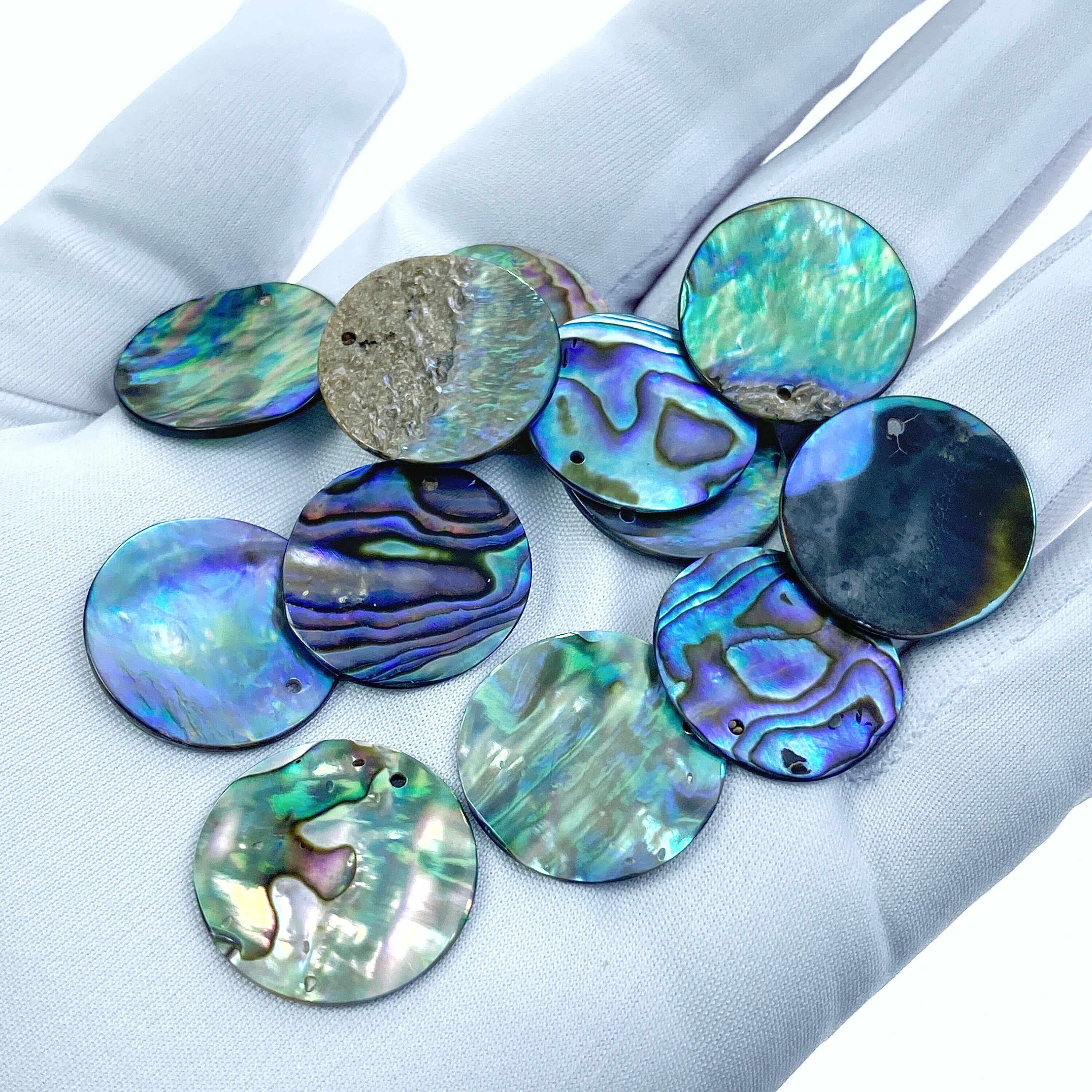 6pc 20mm Natural Abalone Shell Round Disc Charms AB-0006