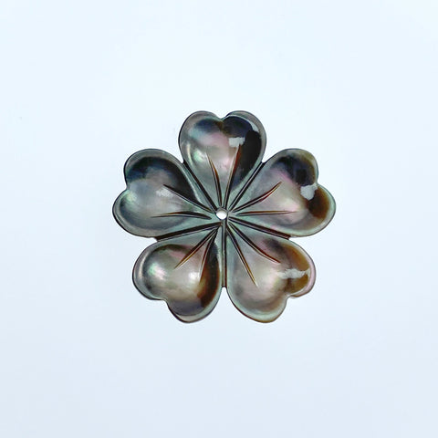 6pc Flower Beads Black Mother Of Pearl Flower 20mm Hand Made Natural Pearl BM-0082