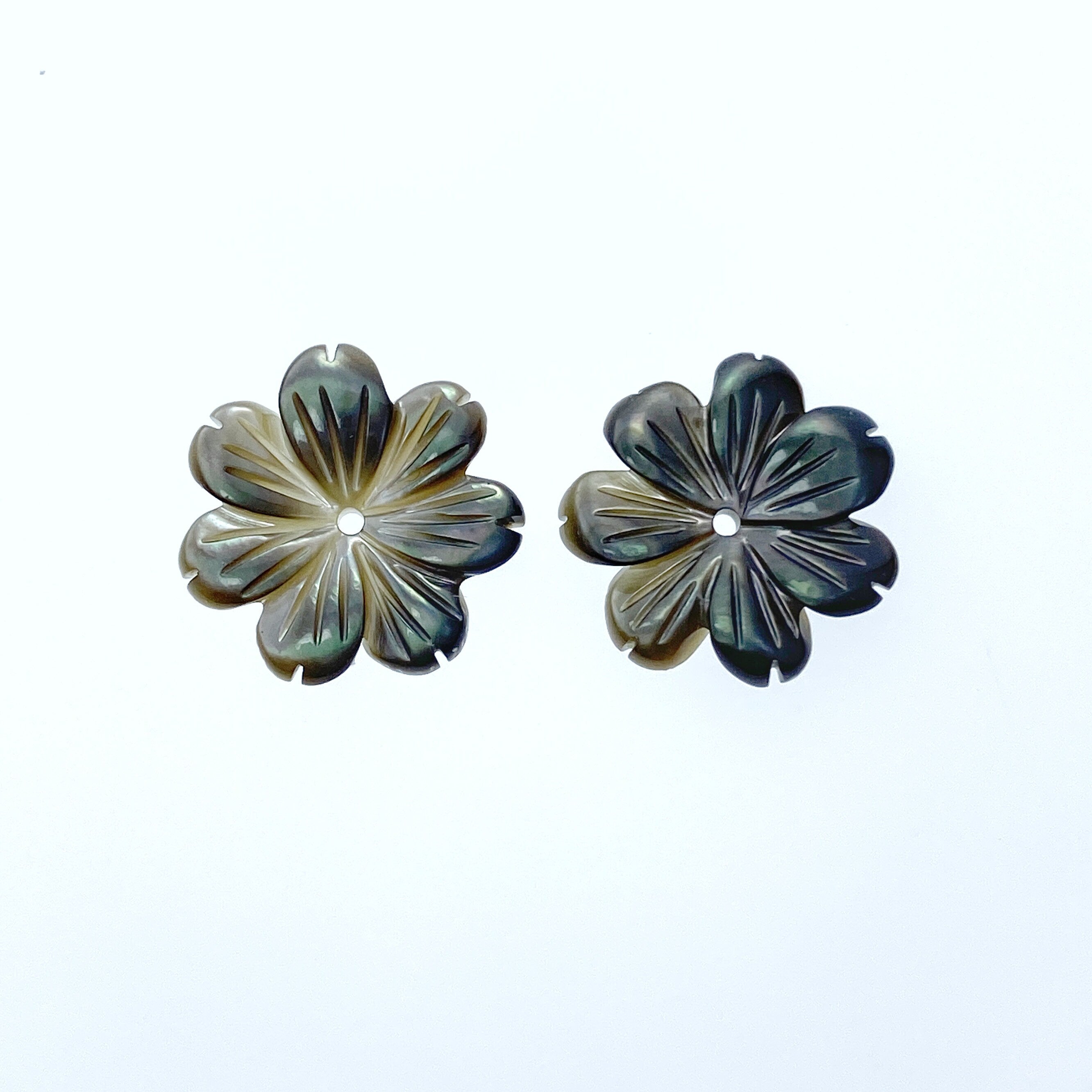 10pc Black Daisy Flower Mother Of Pearl Beads Charms Pendants For Jewelry Earrings Making DIY Natural Organic Flor Hand Carved 15mm BM-0022