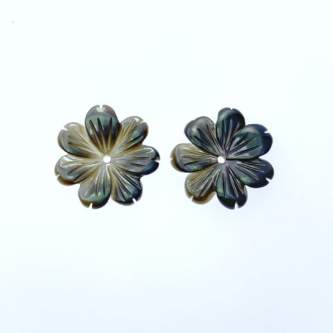 10pc Black Daisy Flower Mother Of Pearl Beads Charms Pendants For Jewelry Earrings Making DIY Natural Organic Flor Hand Carved 15mm BM-0022