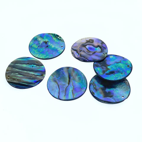 4pc 25mm Natural Abalone Shell Round Disc Charms AB-0018