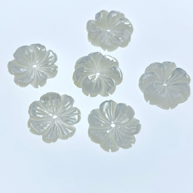 Buy Flower Beads White Mother Of Pearl Hand Carved BestBeadSupply.com