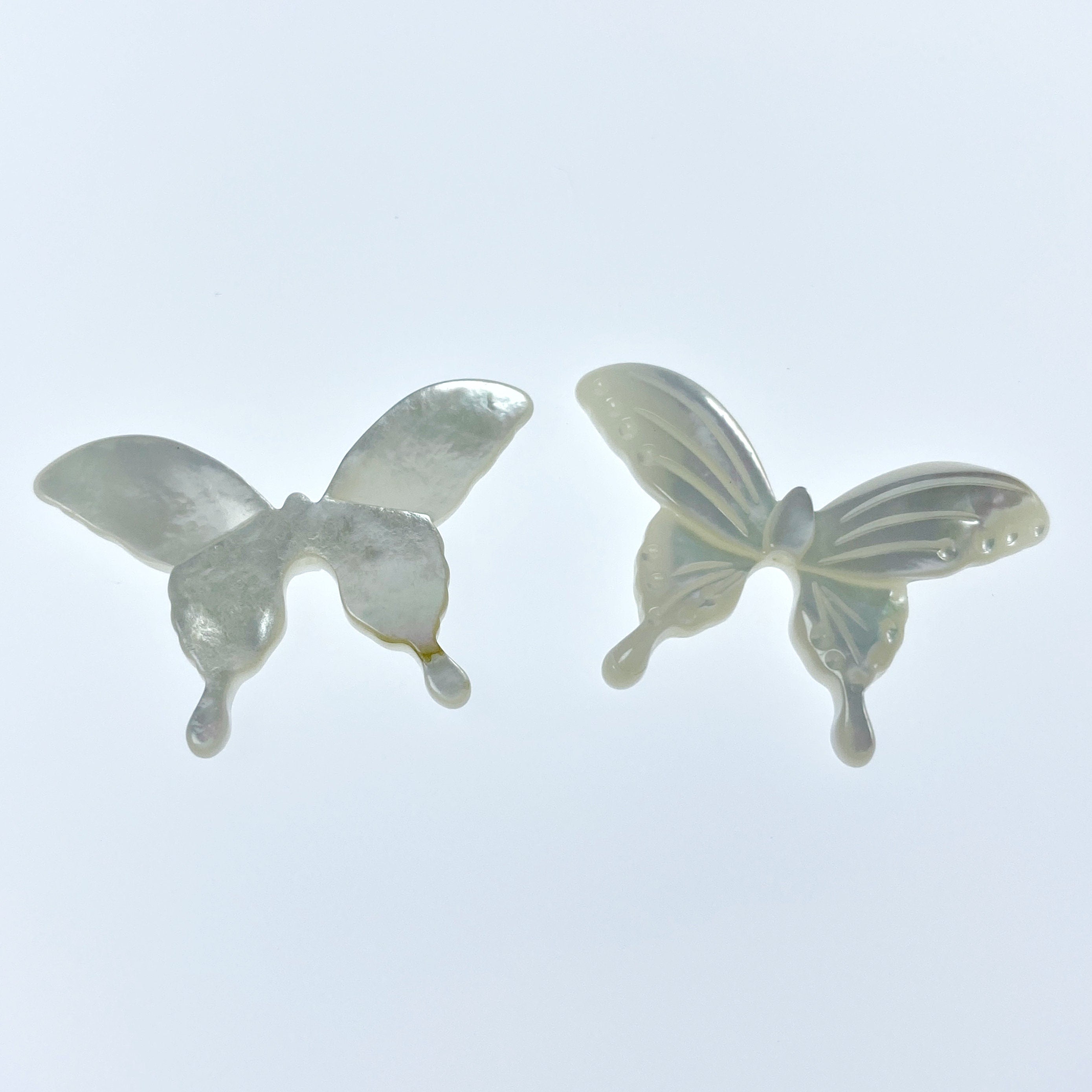 2pc White Butterfly Beads Charms Mother Of Pearl 30mm Pendants Jewelry Making Earrings Natural Organic Hand Carved Nature Design WM-0027