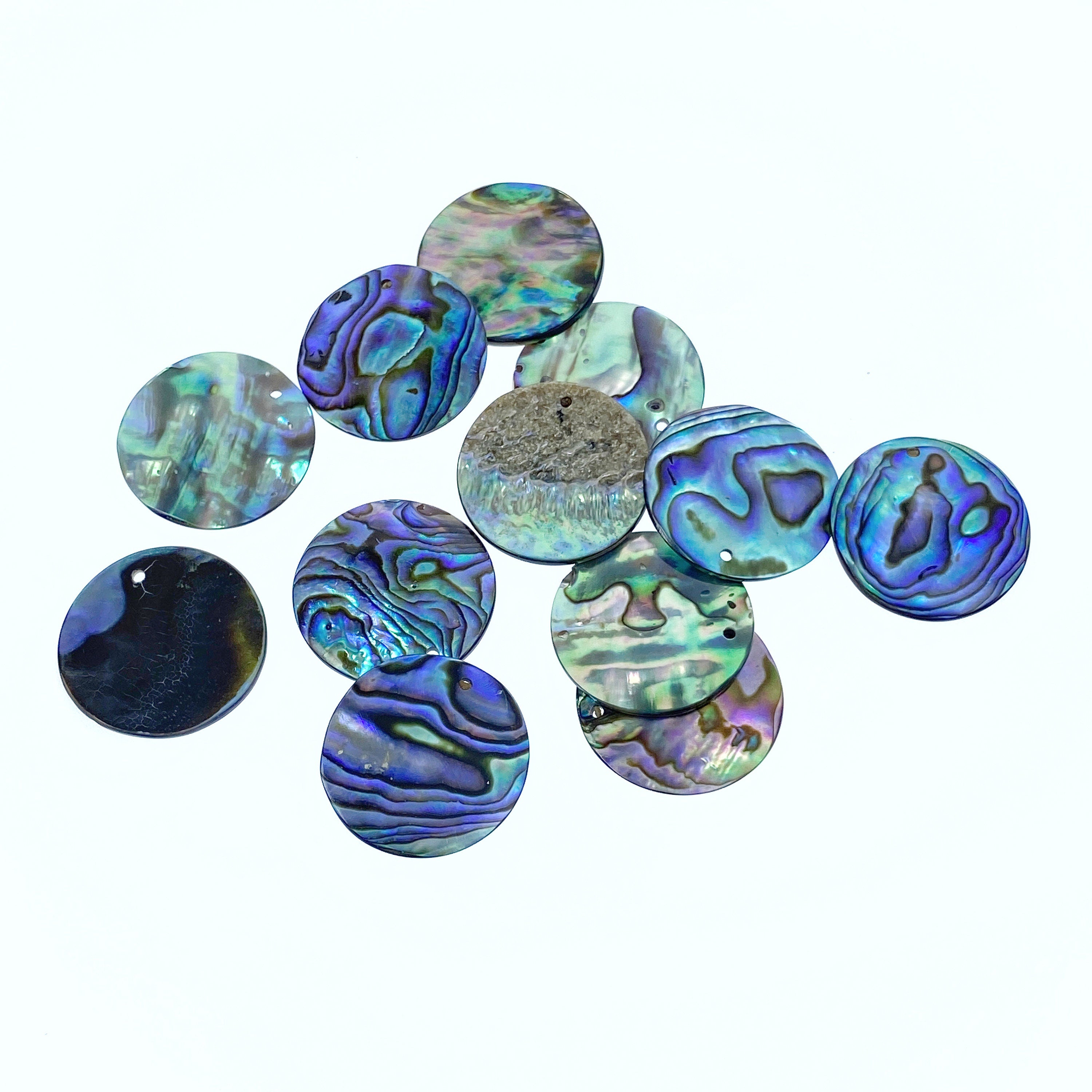 6pc 20mm Natural Abalone Shell Round Disc Charms AB-0006