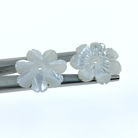 6pc Hand Carved White Mother of Pearl 18mm Daisy Flower Beads WM-0213