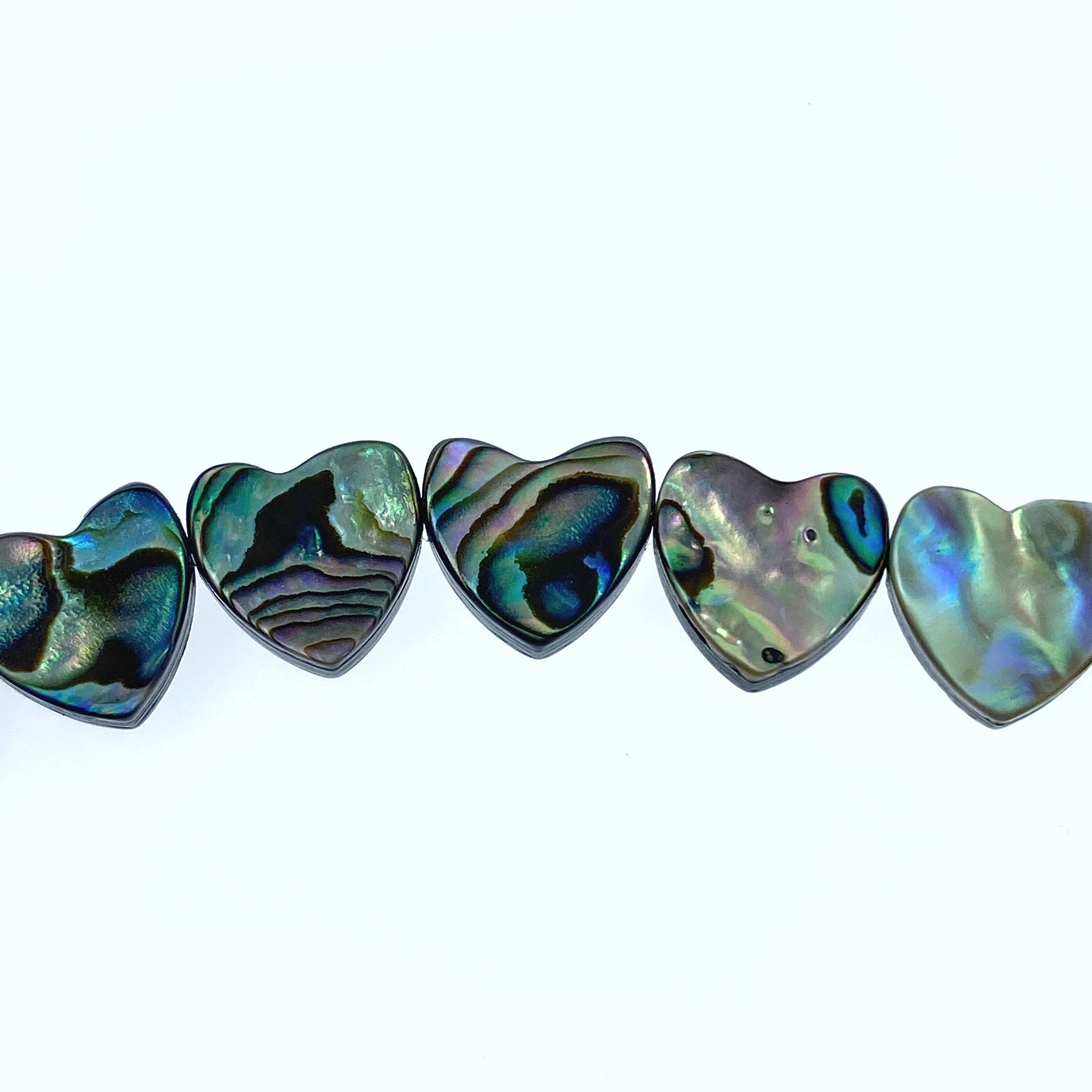 20pc 10mm Natural Abalone Shell Side Through Drilled Heart Shape Beads AB-0016