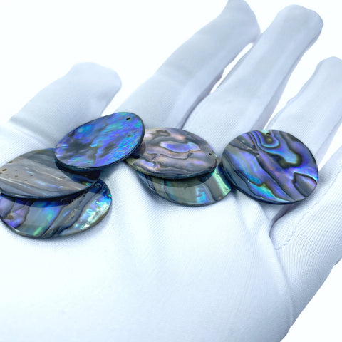 4pc 25mm Natural Abalone Shell Round Disc Charms AB-0018