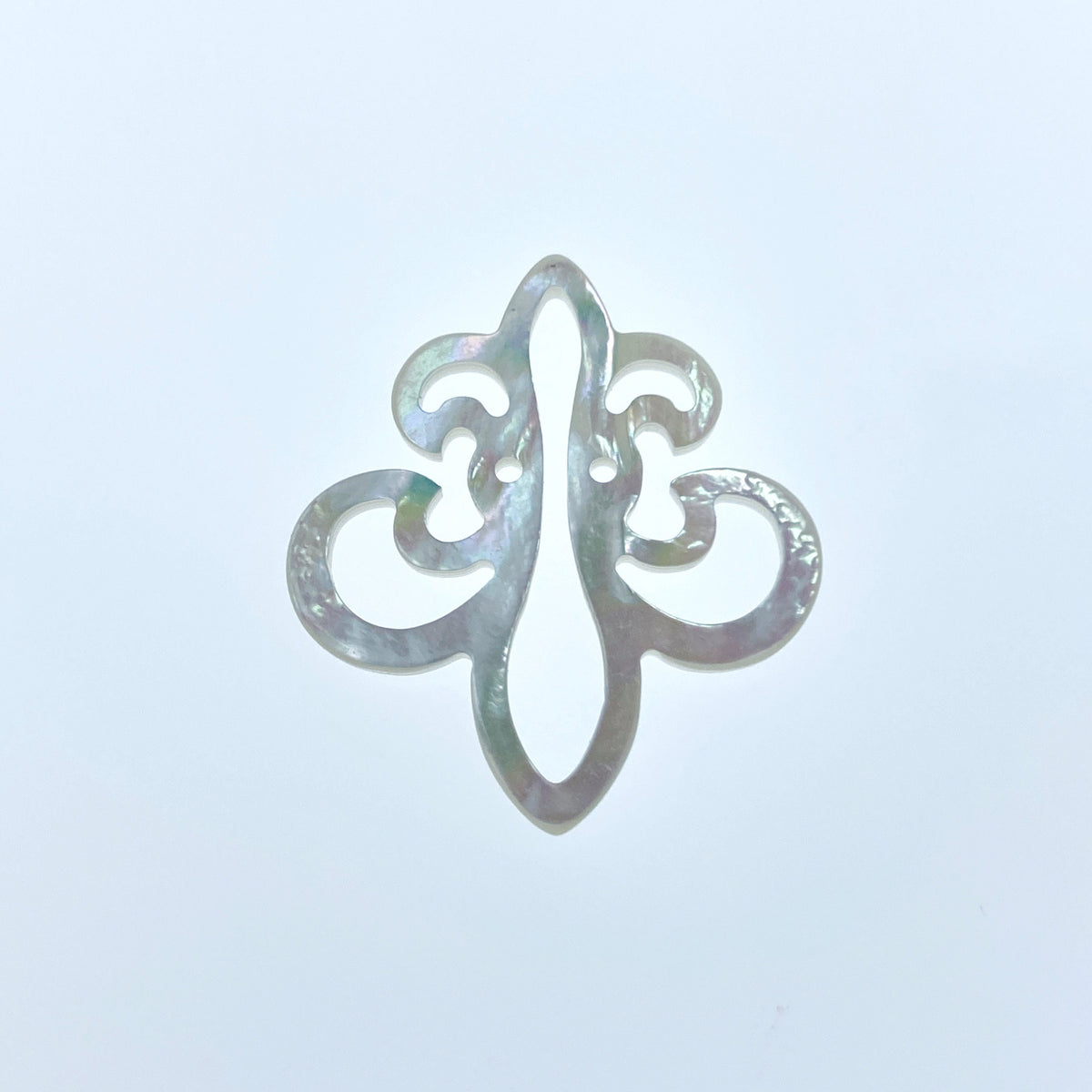 2pc 25mm x 27mm Organic White Mother of Pearl Fleur Di Lis Pendants WM-0065