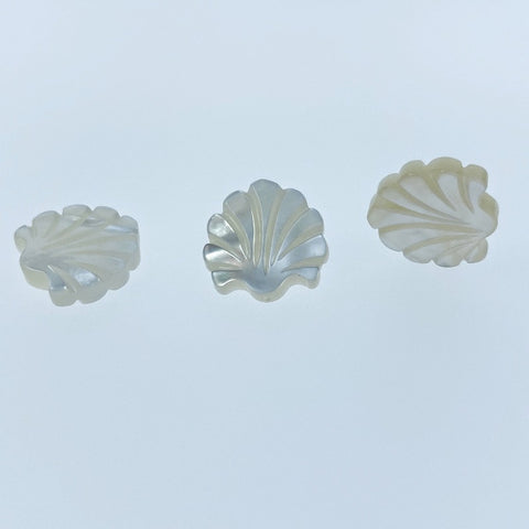 Clam Shell Shape Beads White Mother Of Pearl 12mm Double Sided WM-0107