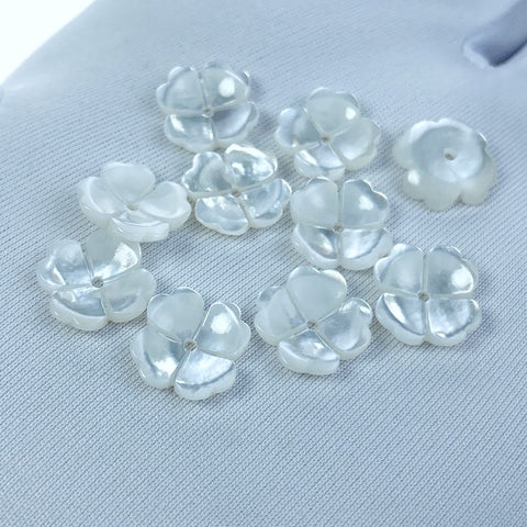 Flower Bowl Beads White Mother Of Pearl 10mm Charms For DIY Jewelry WM-0079