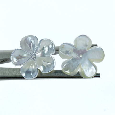 6pc 20mm Hand Carved White Mother of Pearl 5-petal Flower Beads WM-0156