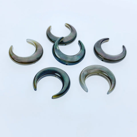 6pc Black Crescent Moon Beads Charms Mother Of Pearl Pendants For DIY Jewelry Earrings Making Necklace Natural Hand Carved 15mm BM-0016