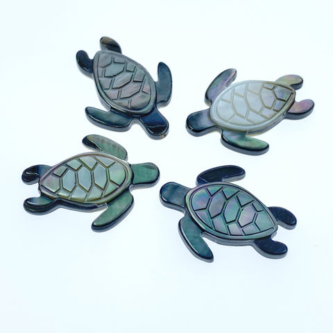 4pc Sea Turtle Black Mother of Pearl Beads 21mm Pendant Charms Jewelry Making Earrings Ocean Natural Organic Hawaiian Design BM-0071