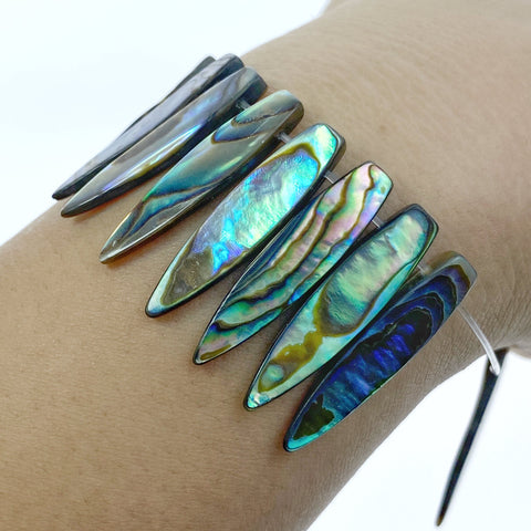 4pc 7mm x 30mm Natural Abalone Shell Spike Beads AB-0007