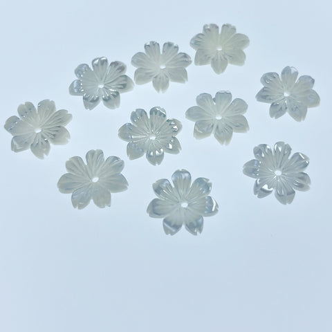 10pc Natural Mother Of Pearl Daisy Flower Beads 10mm Charms For Bridal Jewelry Earrings Making Organic Minimalist Design Hand Carved WM-0179