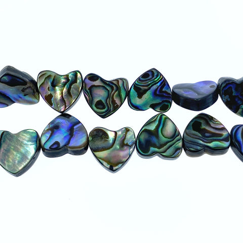 20pc 10mm Natural Abalone Shell Side Through Drilled Heart Shape Beads AB-0016