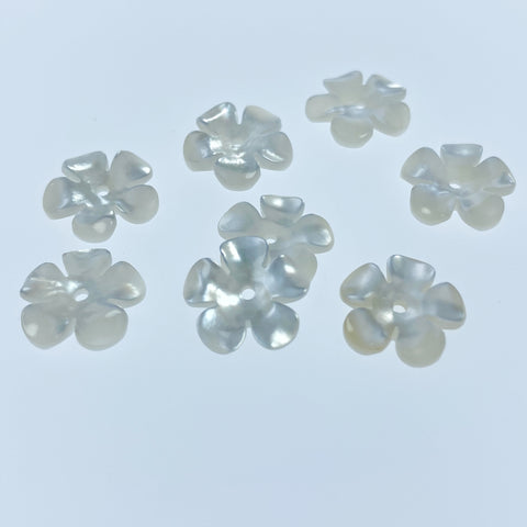 10pc Mother Of Pearl Flower Beads Charms 12mm Hand Carved For DIY Bridal Jewelry Earring Making Bridesmaids Hand Made Minimalistic WM-0182