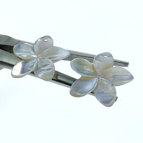 6pc Plumeria Flower Mother Of Pearl Beads 25mm Pendants Bridal Earrings Jewelry Making Tropical Hawaii Minimalist Design Hand Carved WM-0196