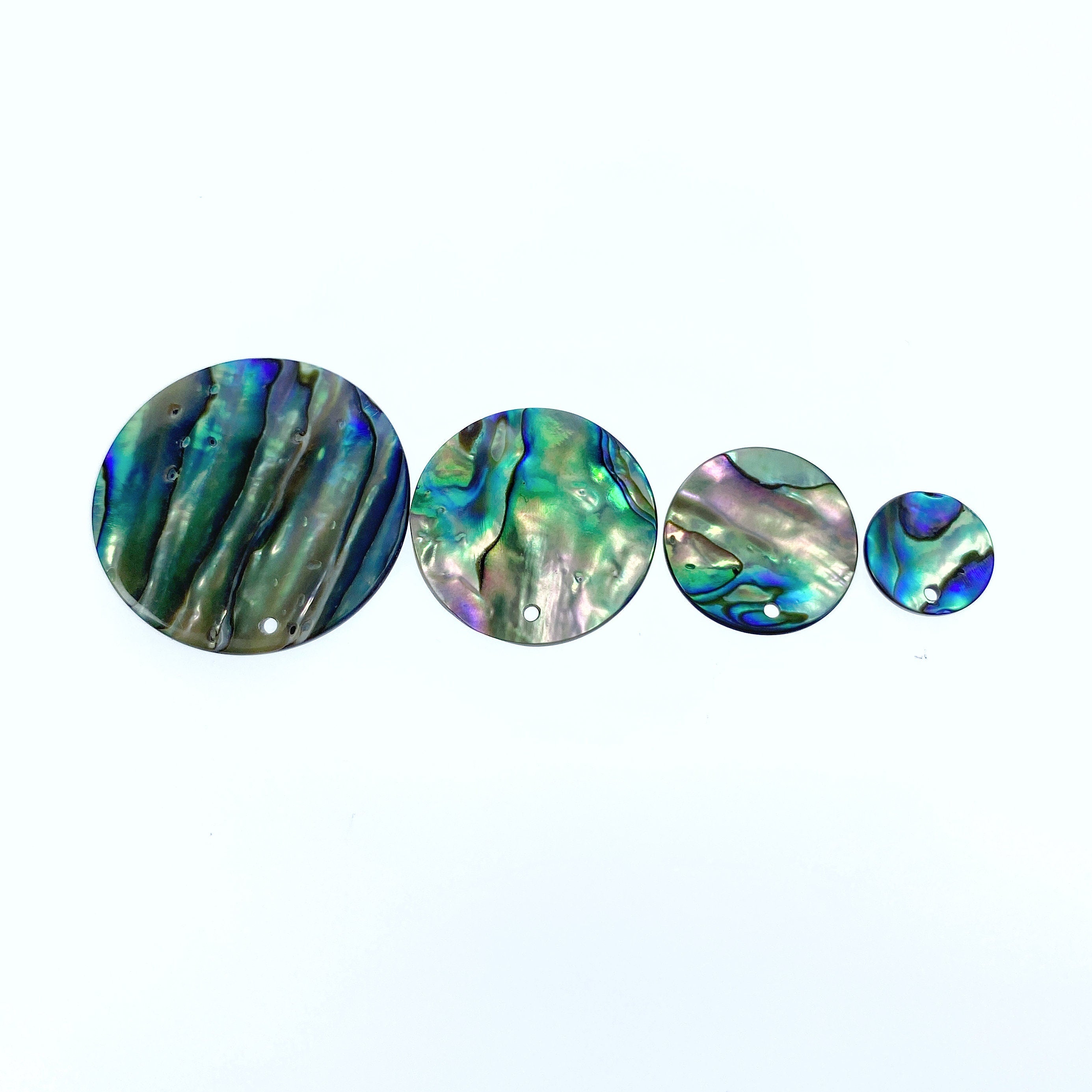 4pc 25mm Natural Abalone Shell Round Disc Charms AB-0018