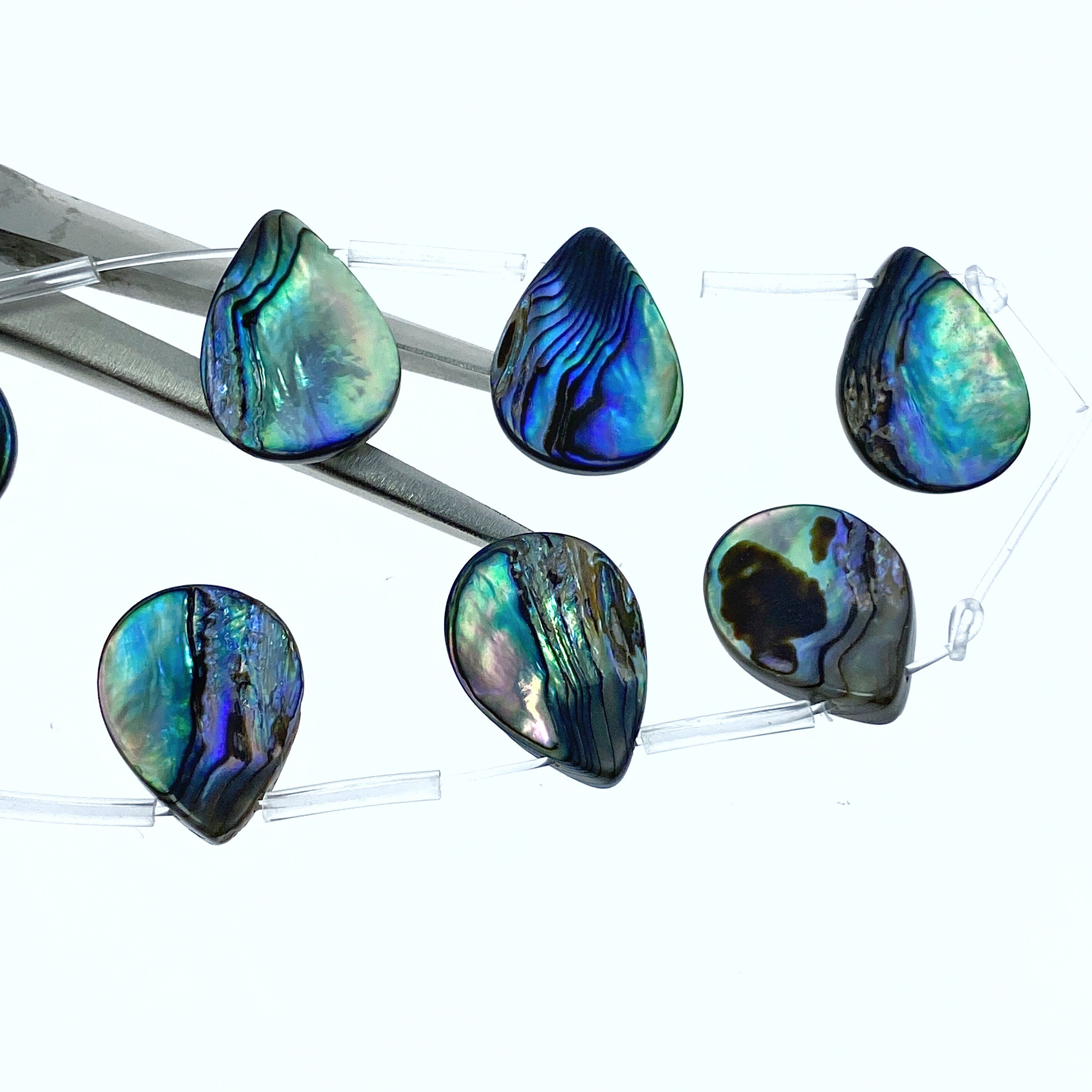 10pc Natural Abalone Drop Beads 20mm Hand Carved Charms For Earrings DIY Jewelry Making Paua Hawaii Organic Shell AB-0011