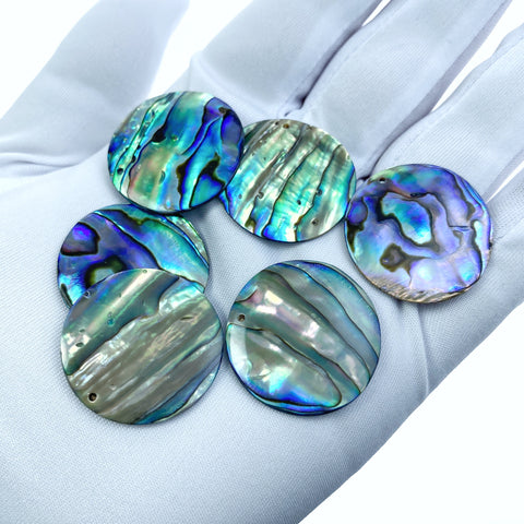 4pc 25mm Natural Abalone Shell Round Disc Charms AB-0018