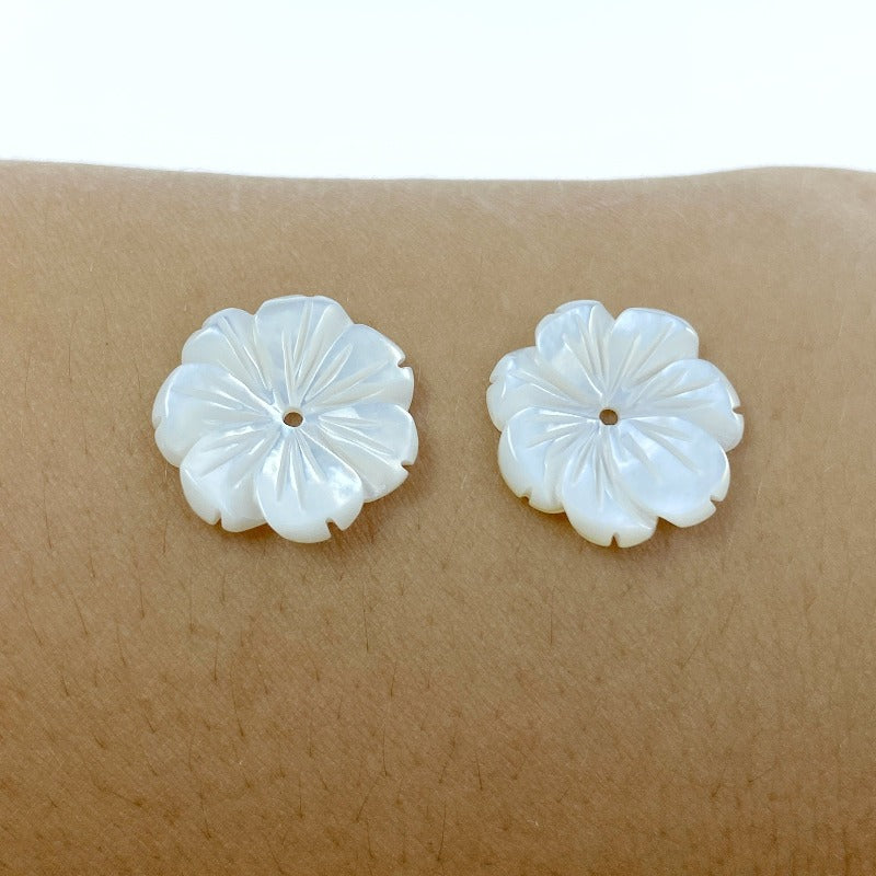 Buy Flower Beads White Mother Of Pearl Hand Carved BestBeadSupply.com