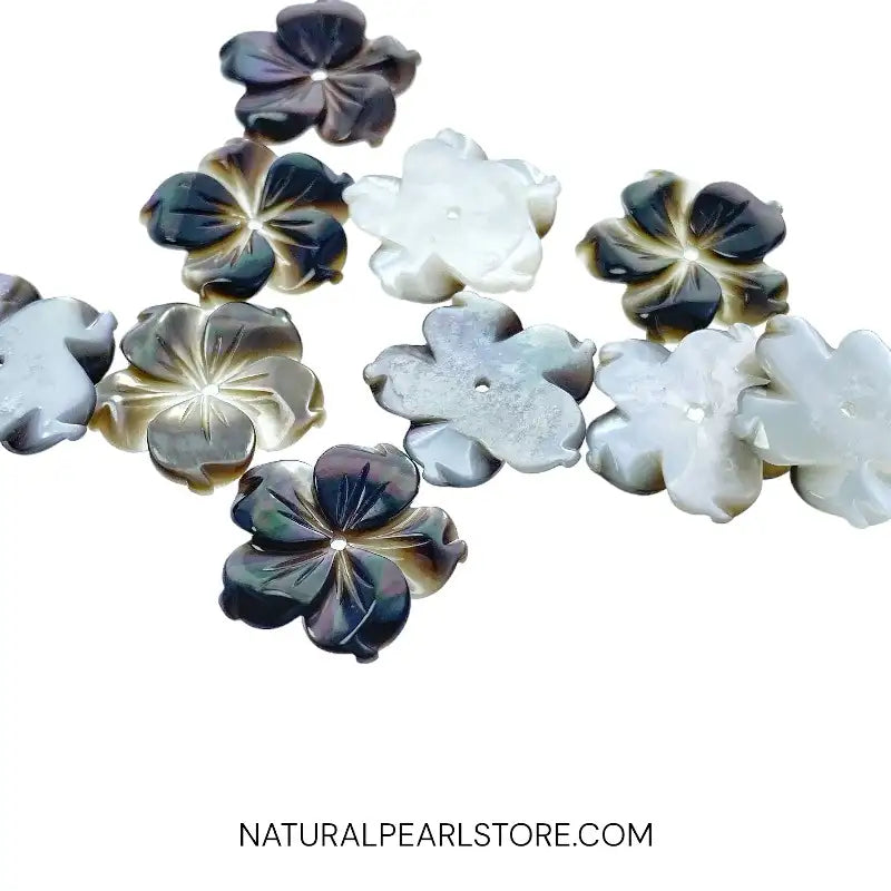 Bauhinia Flower Beads Black Mother Of Pearl NaturalPearlStore.com