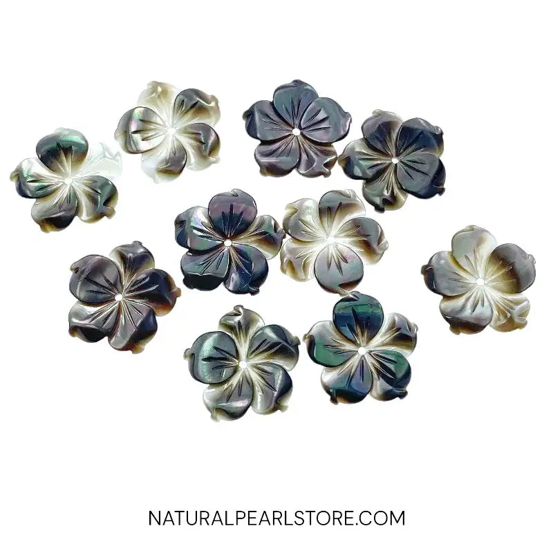 Bauhinia Flower Beads Black Mother Of Pearl NaturalPearlStore.com