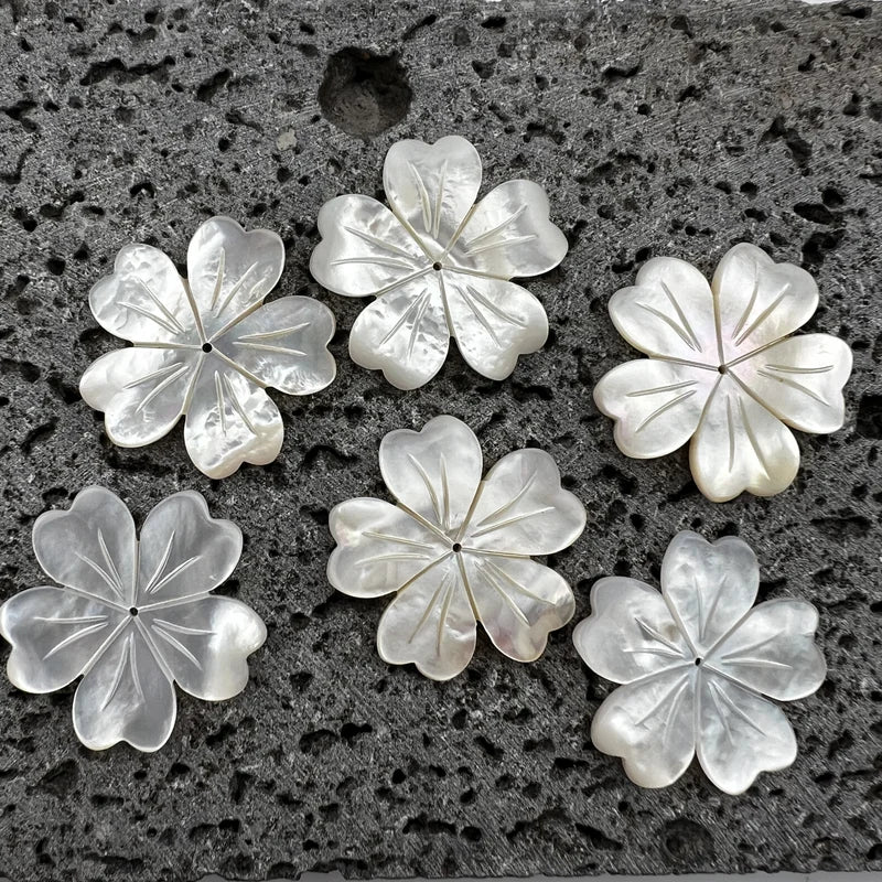 Tropical Flower Beads White Mother Of Pearl NaturalPearlStore.com