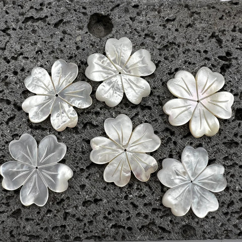 Tropical Flower Beads White Mother Of Pearl NaturalPearlStore.com