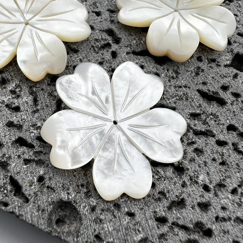 Tropical Flower Beads White Mother Of Pearl NaturalPearlStore.com