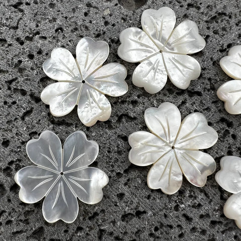 Tropical Flower Beads White Mother Of Pearl NaturalPearlStore.com