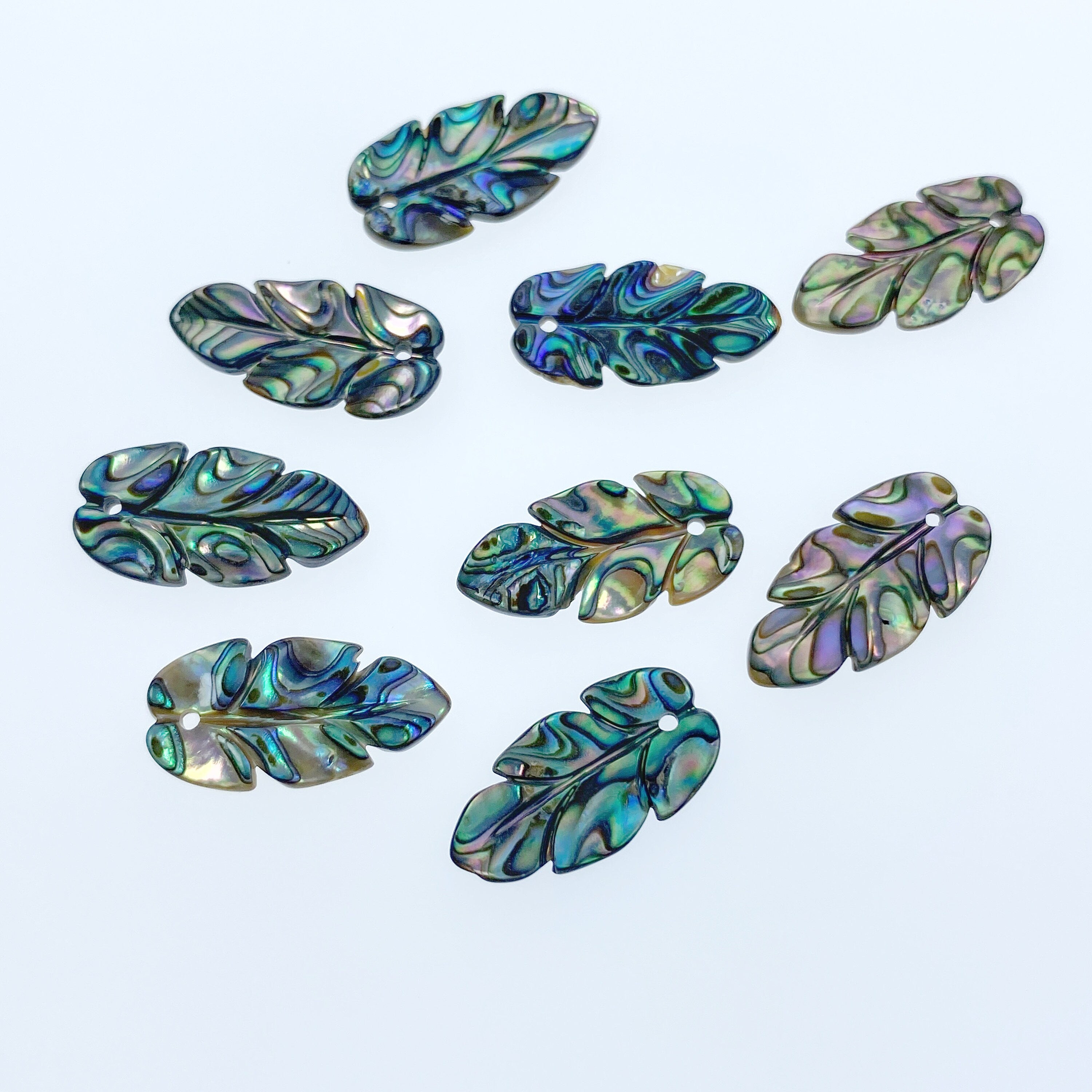 4pc Natural Abalone Hand Carved Leaf Beads 20mm Abalone Shell Charms Pendants DIY Jewelry Making Paua AB-0014