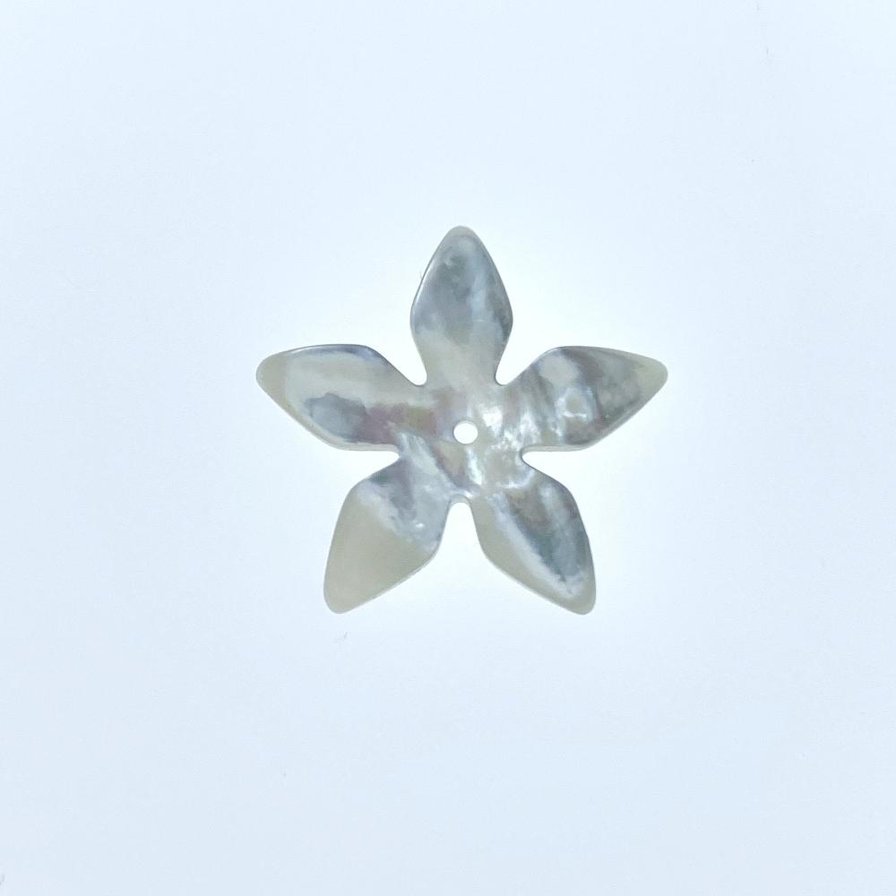 6pc 18mm Hand Carved White Mother of Pearl 5-petal Flower Beads WM-0021