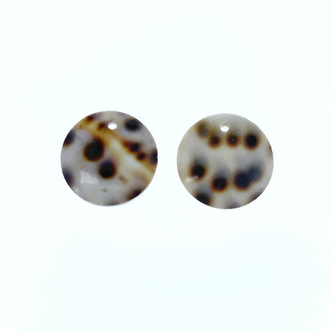 10pc Polka Dot Conus Disc Beads 15mm Natural Shell Round Disc Pendants