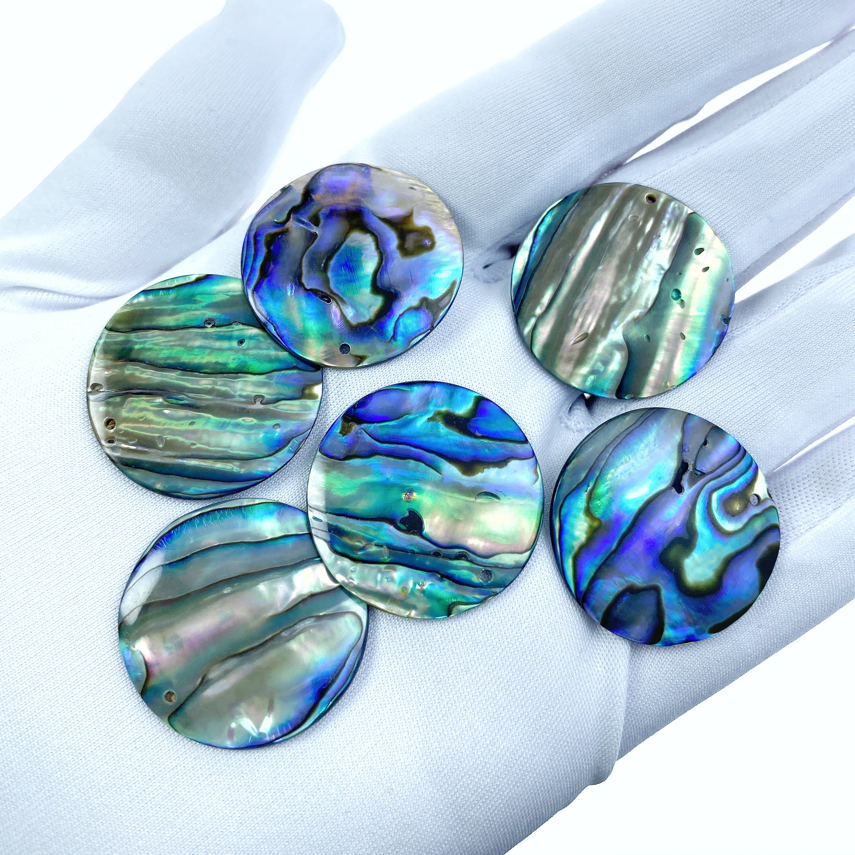 4pc 25mm Natural Abalone Shell Round Disc Charms AB-0018