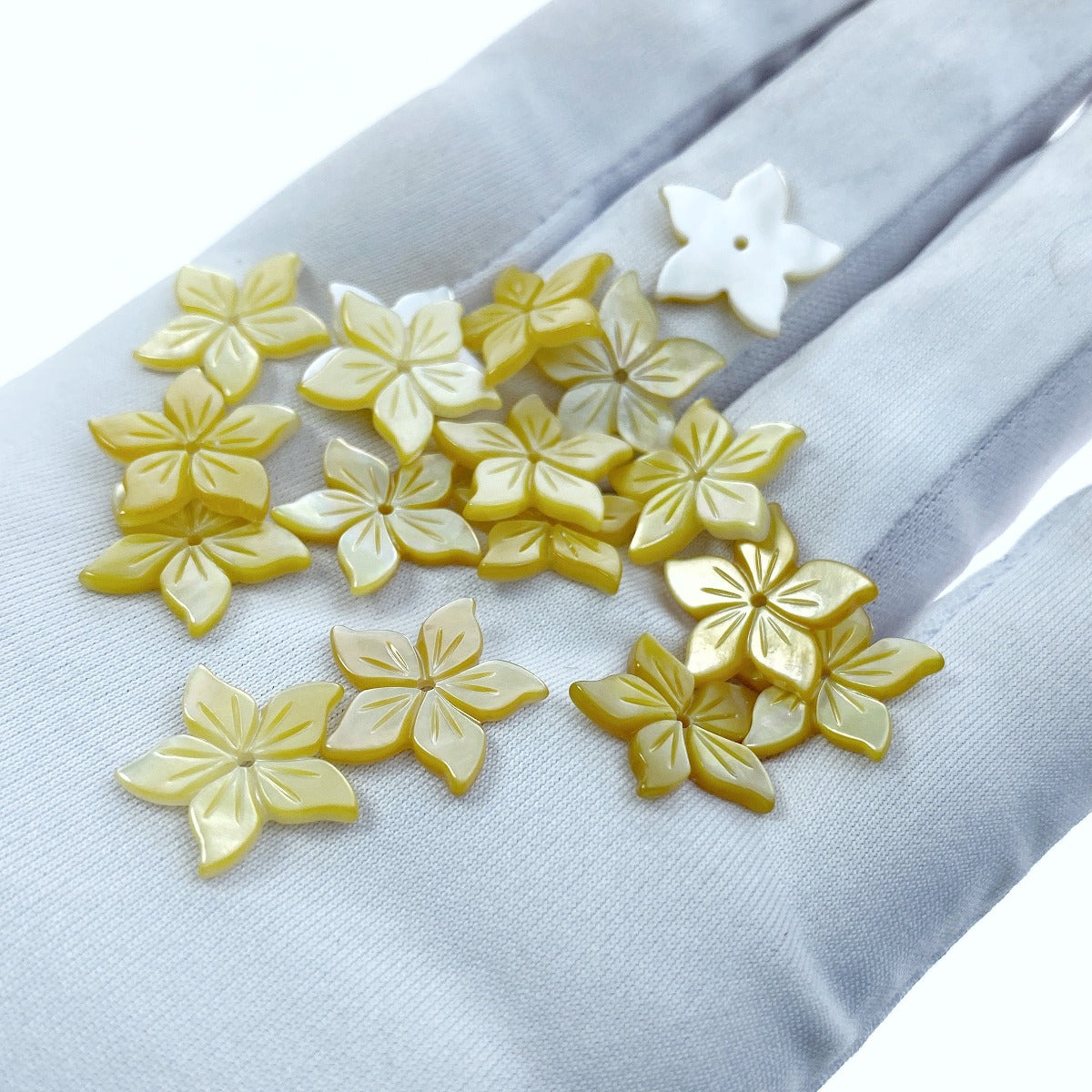 Buy Topical Flower Beads Yellow Mother Of Pearl At Beadsy.com