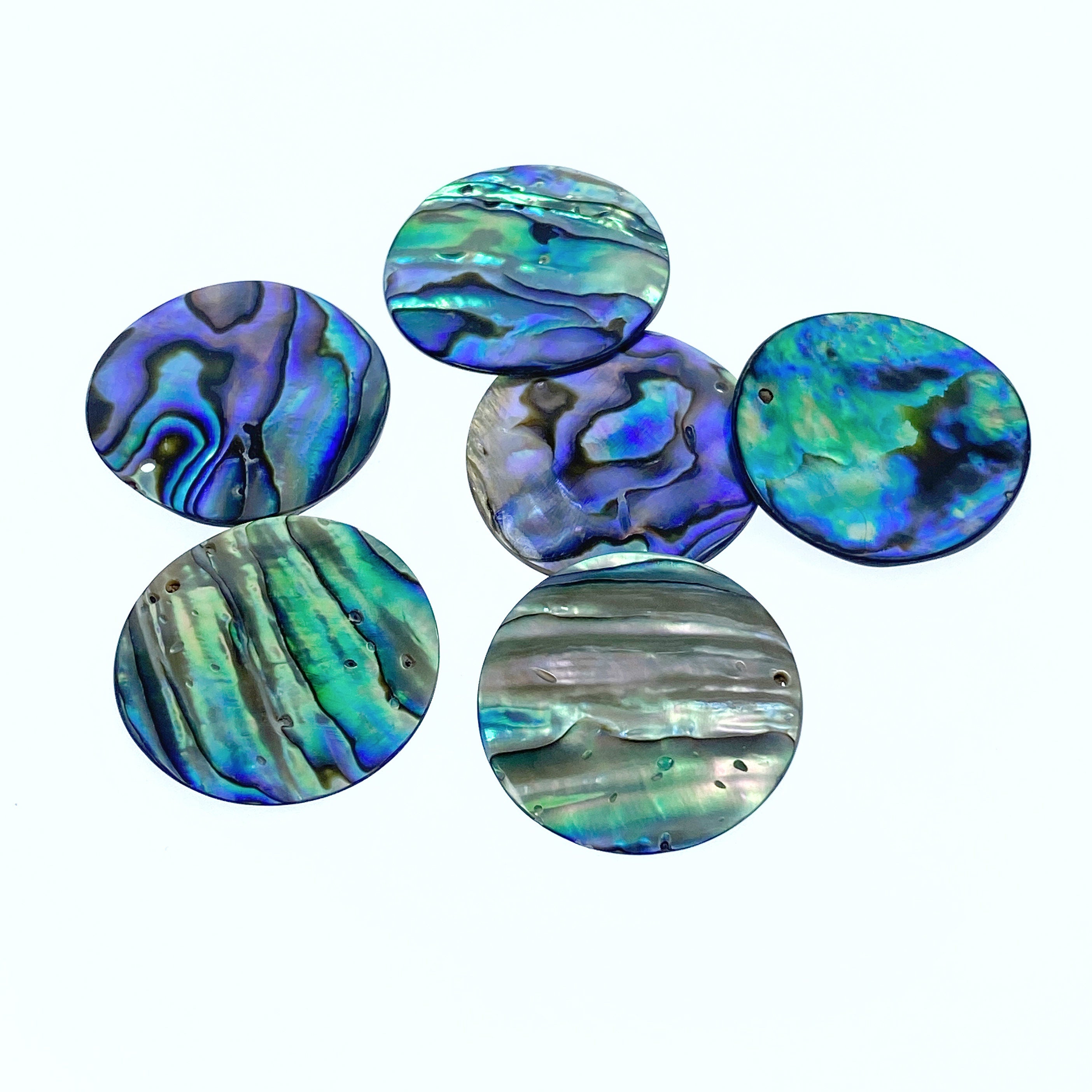 4pc 25mm Natural Abalone Shell Round Disc Charms AB-0018