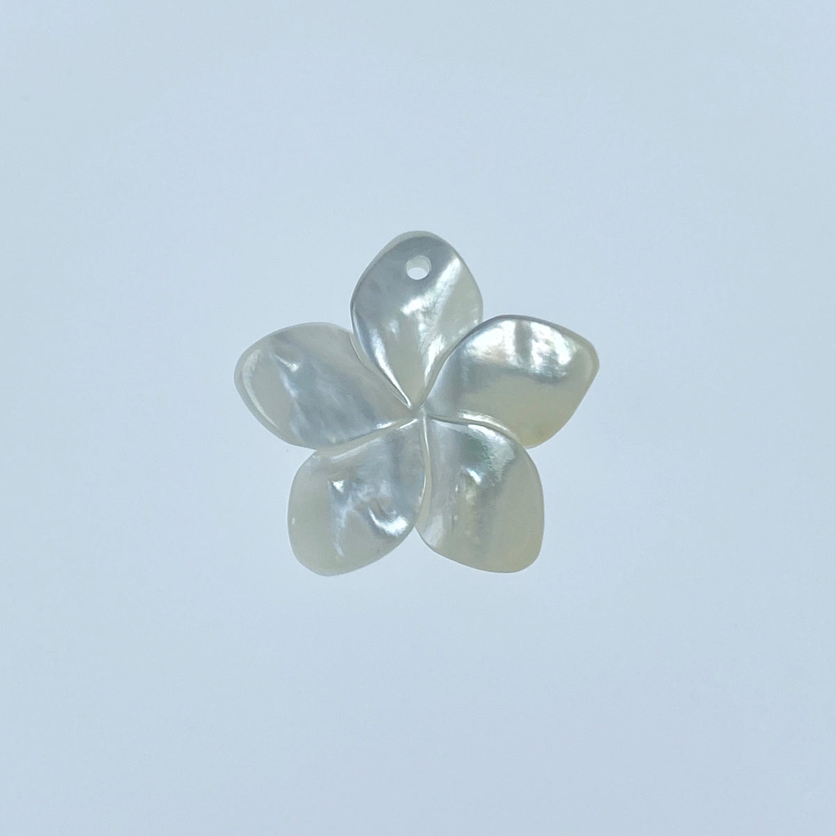 6pc 17mm Hand Carved White Mother of Pearl Plumeria Flower Pendants