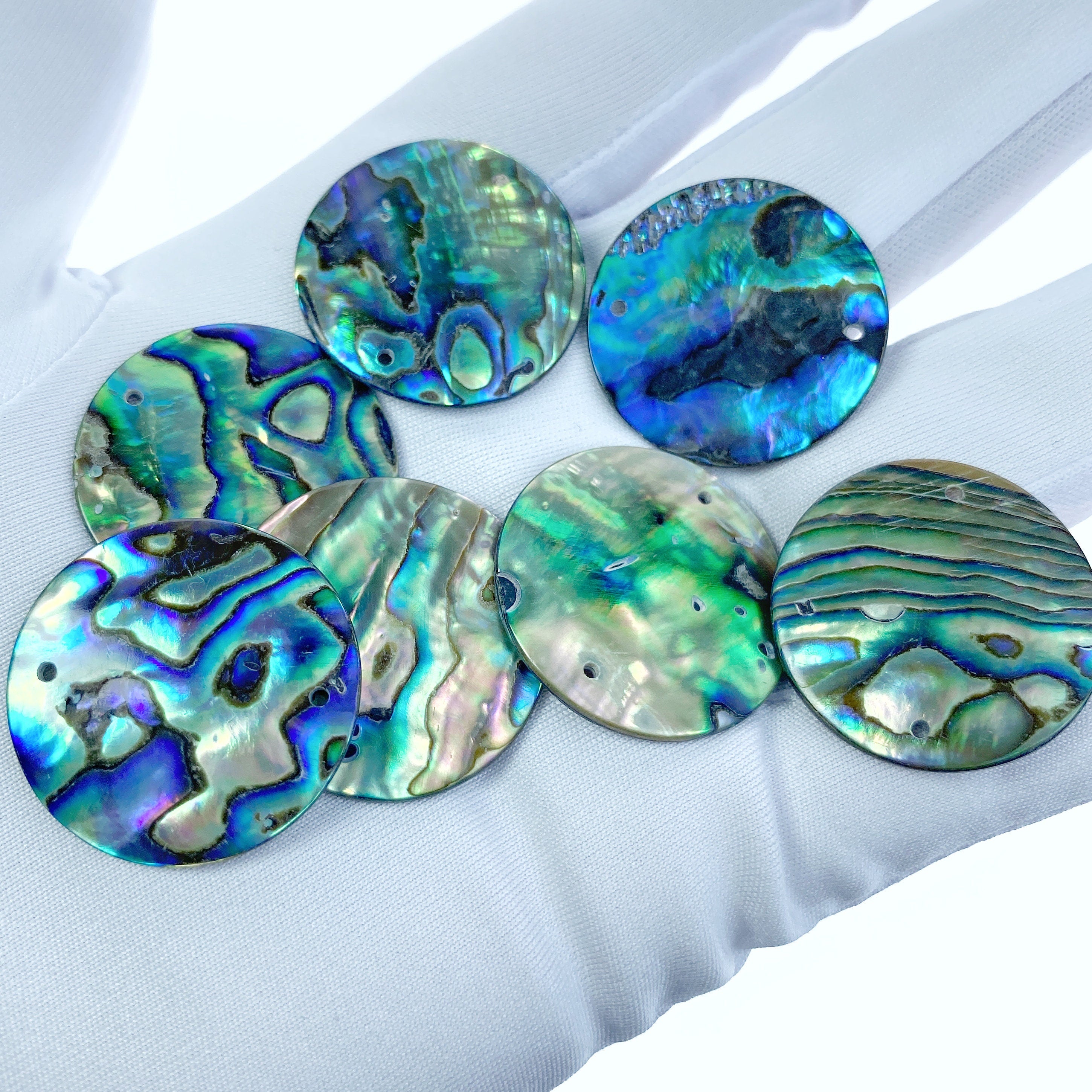 4pc 25mm Natural Abalone Shell Round Disc Connectors Pendants AB-0017