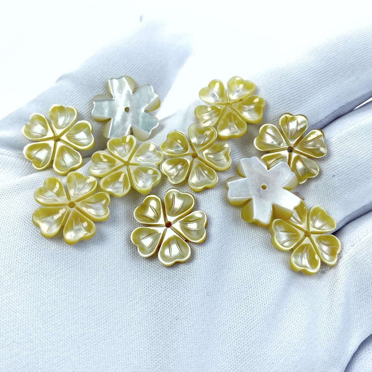 Buy Flower Beads Yellow Mother Of Pearl DIY Jewelry At Beadsy.com