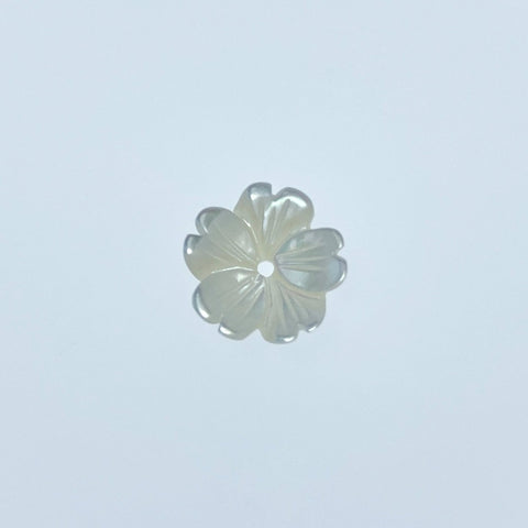 10pc Tropical Flower Beads White Mother Of Pearl Charms 10mm Hand Carved For DIY Bridal Jewelry WM-0069