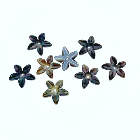 10pc Flower Shaped Black Mother Of Pearl Beads 10mm Hand Carved Charms DIY Jewelry BM-0002