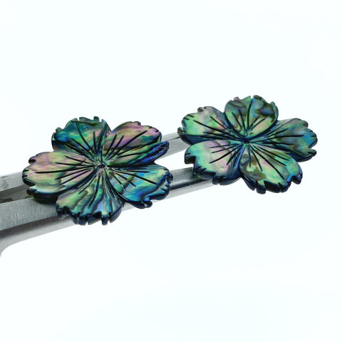 2pc Hibiscus Flower Natural Abalone Shell Beads Charms Pendants 25mm Jewelry Earrings Making Hawaii Tropical Flowers Hand Carved AB-0024