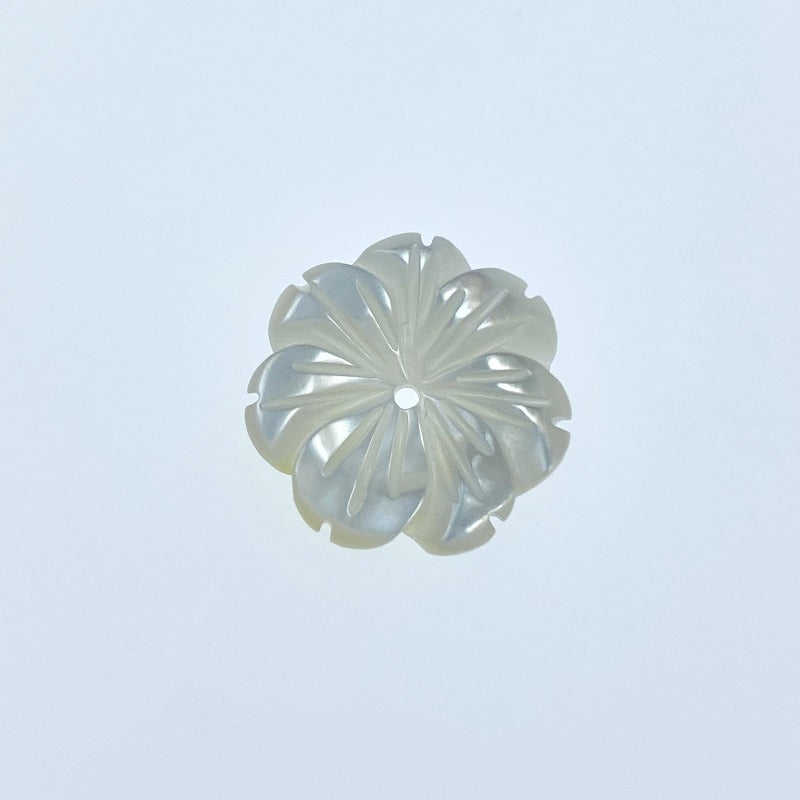 Buy Flower Beads White Mother Of Pearl Hand Carved BestBeadSupply.com